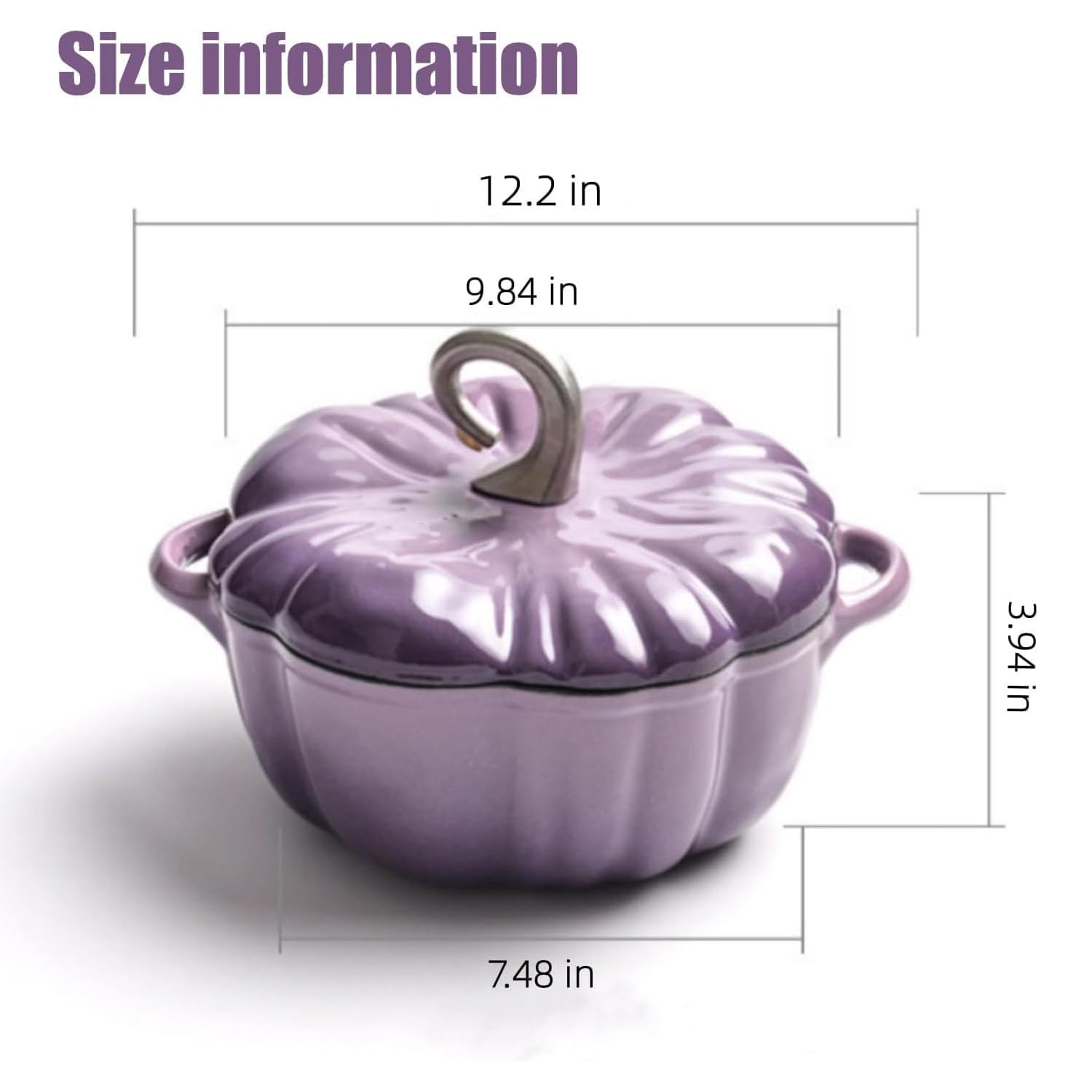 WXFKLDJ Violet, Marmite À Citrouille en Fonte Émaillée avec Couvercle Marmite À Citrouille en Fonte Marmite À Ragoût Antiadhésive Marmite À Soupe Pot De Décoration d'halloween Thanksgiving