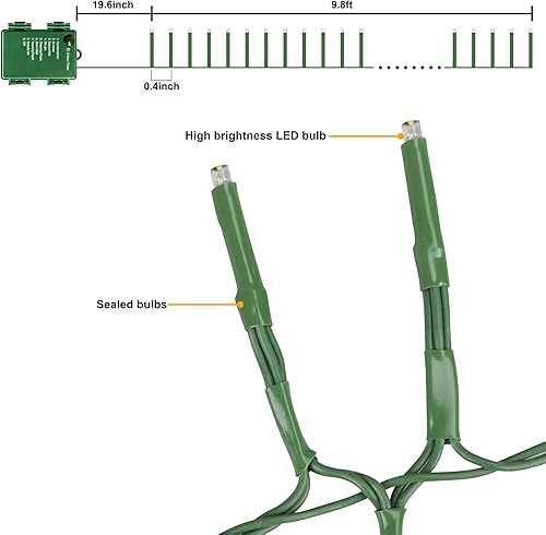 Miniatura 6 de 200 luces LED de Navidad, guirnalda de petardos de Navidad, impermeable, 8 modos para exteriores, interiores, árbol de Navidad, fiesta, blanco cálido