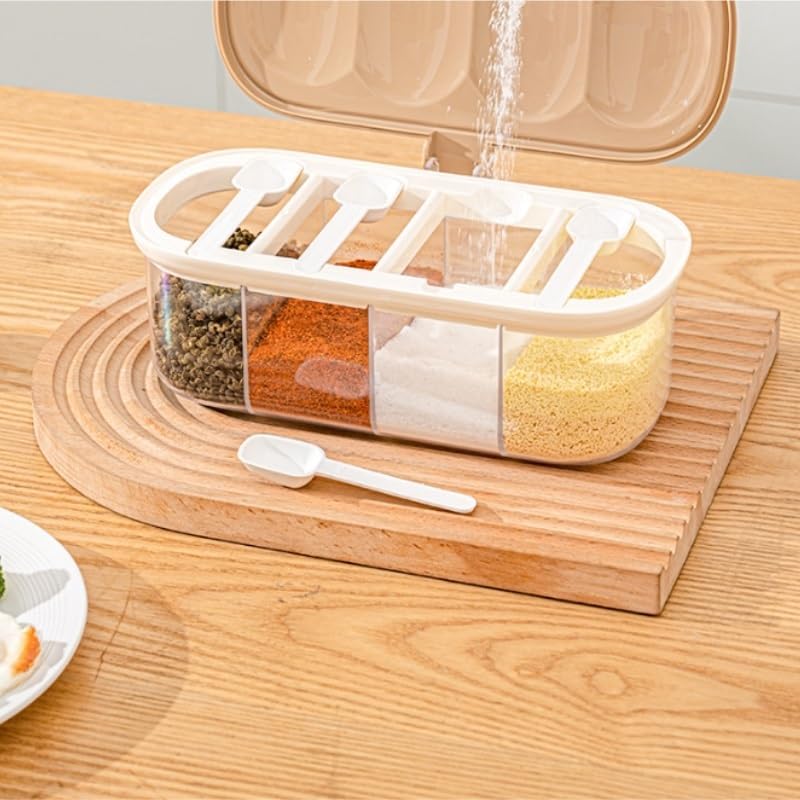 Seasoning Box Set Four Grain Multi with Lid Storage for Seasonings