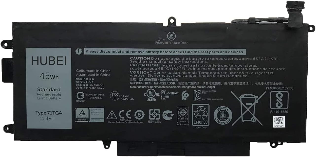 71TG4 071TG4 K5XWW X49C1 0X49C1 Laptop Battery Replacement for Dell Latitude 5289 7389 7390 2-in-1 Series Notebook (11.4V 45Wh 3940mAh)