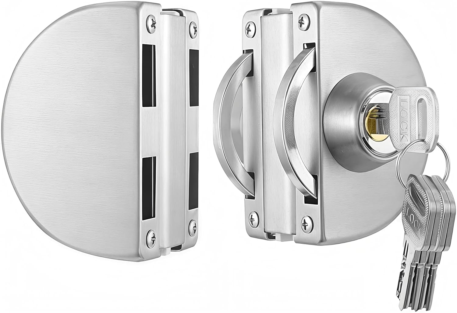 Double Glass Door Lock Heavy-Duty 304 Stainless Steel, Premium Anti-Theft Security Lock System for Frameless Doors, Tamper-Resistant Design with 3 Copper Keys for Commercial & Residential Use.-image-6
