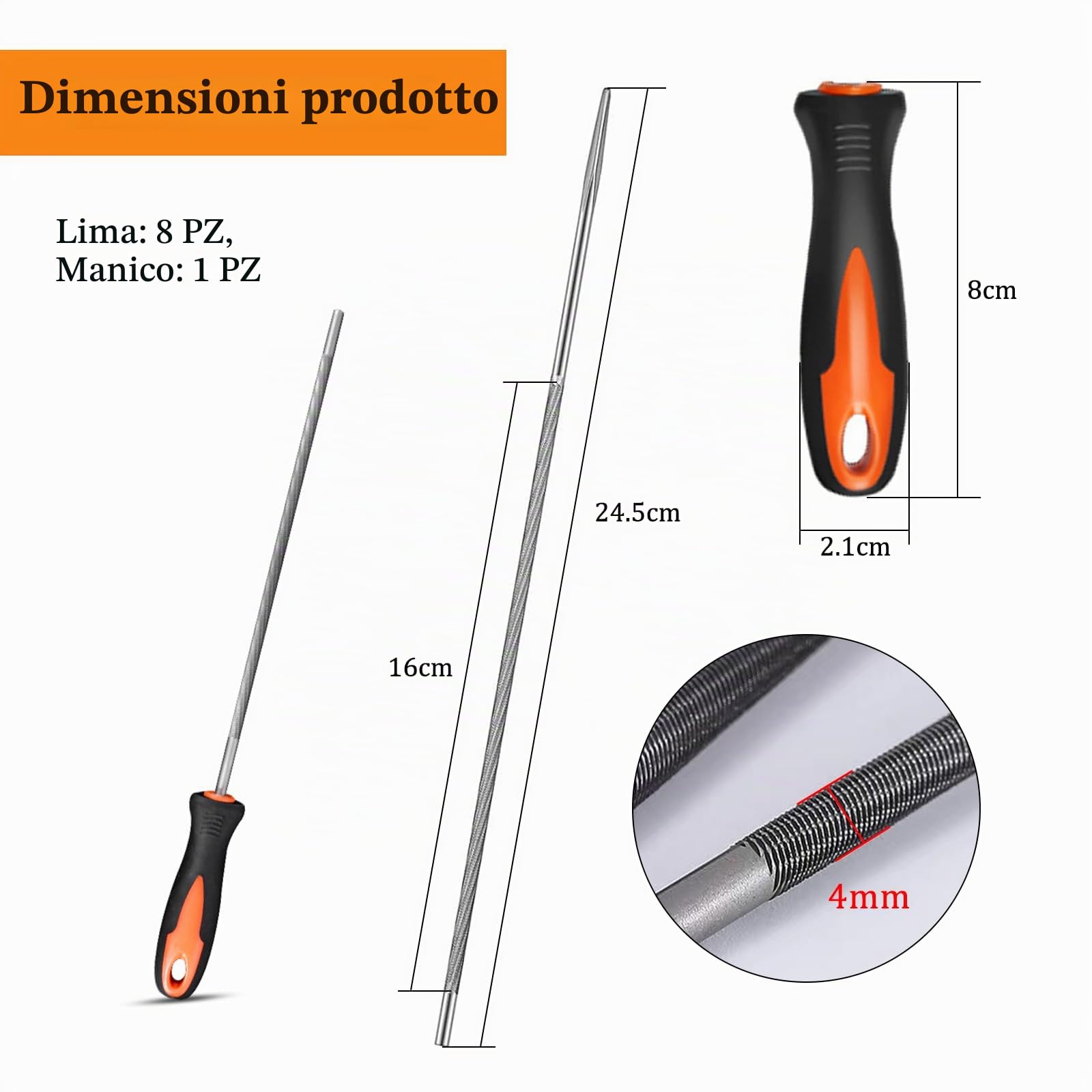 8 Pezzi lima Rotonde per Motosega 4mm lima per Catena Motosega lime Motosege per Affila Catene Catene per Motosegas con Impugnatura per Riparazione e Affilacatene per Motosegas