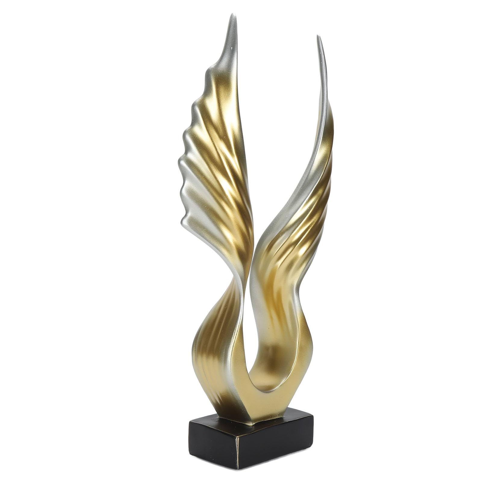 Scultura ad ala astratta, statuetta in resina moderna e leggera di lusso con base opaca, statua ad ala astratta dorata per la casa, il soggiorno, il mobile TV, l'arredamento della (Champagne Gold