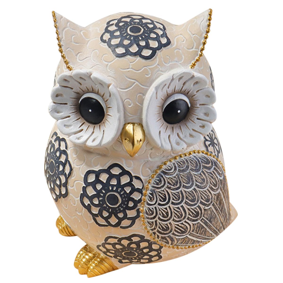 Décoration hibou en résine beige, cadeau idéal étagère
