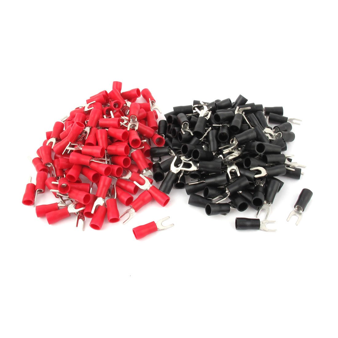 22-18 GA RED FORK SPADE TERMINAL VINYL INSULATED CRIMP WIRE CONNECTOR