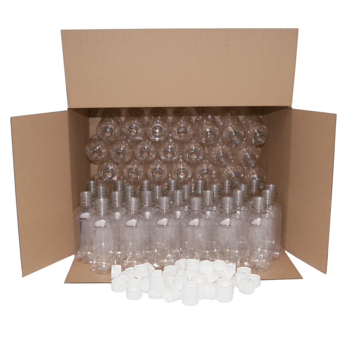 Balliihoo Homebrew Pack Of 70 x 330ml Small Clear PET Plastic Bottles With White Caps