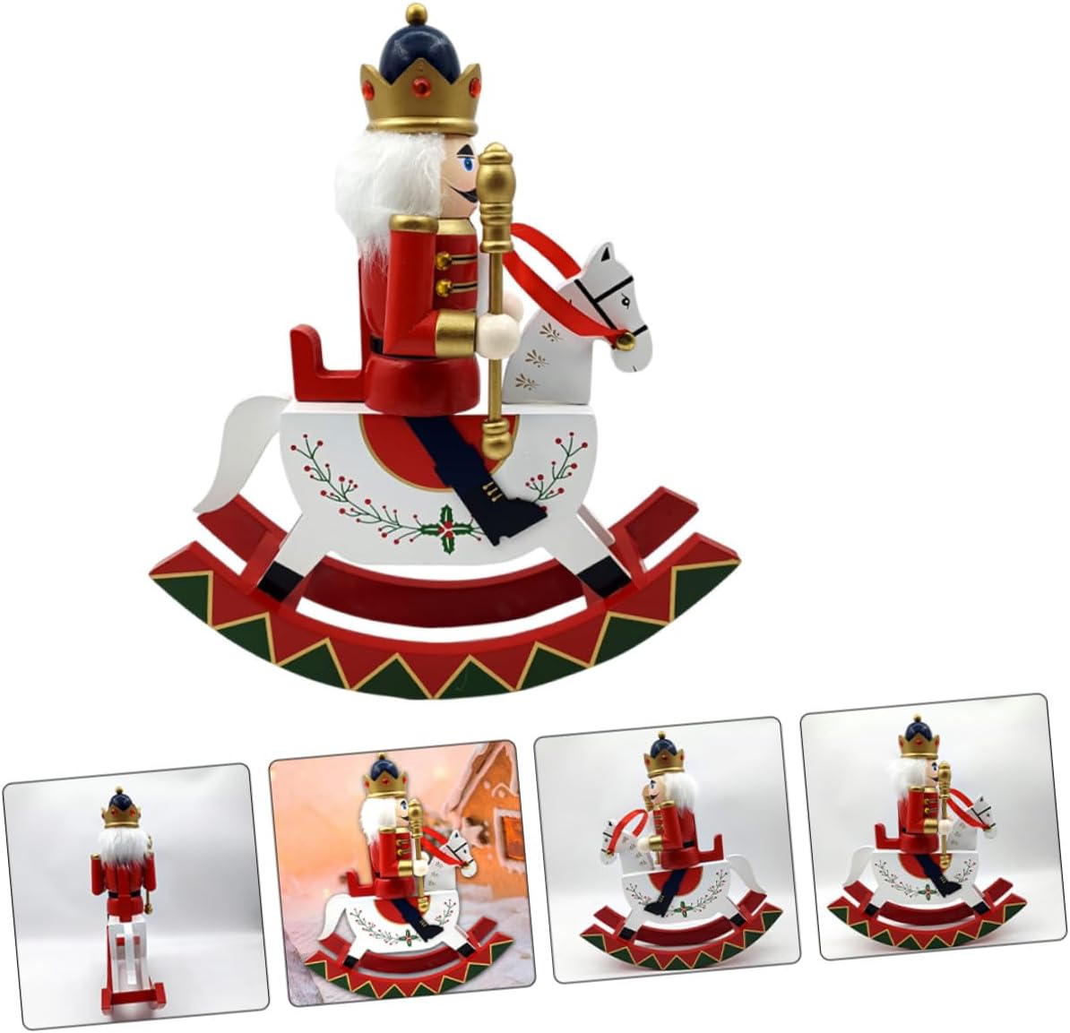 Traditional Wooden Nutcracker Figurine Large Red Soldier Christmas Decoration for Tabletop and Shelf Festive Xmas Nutcracker Ornament for Home Seasonal Décor