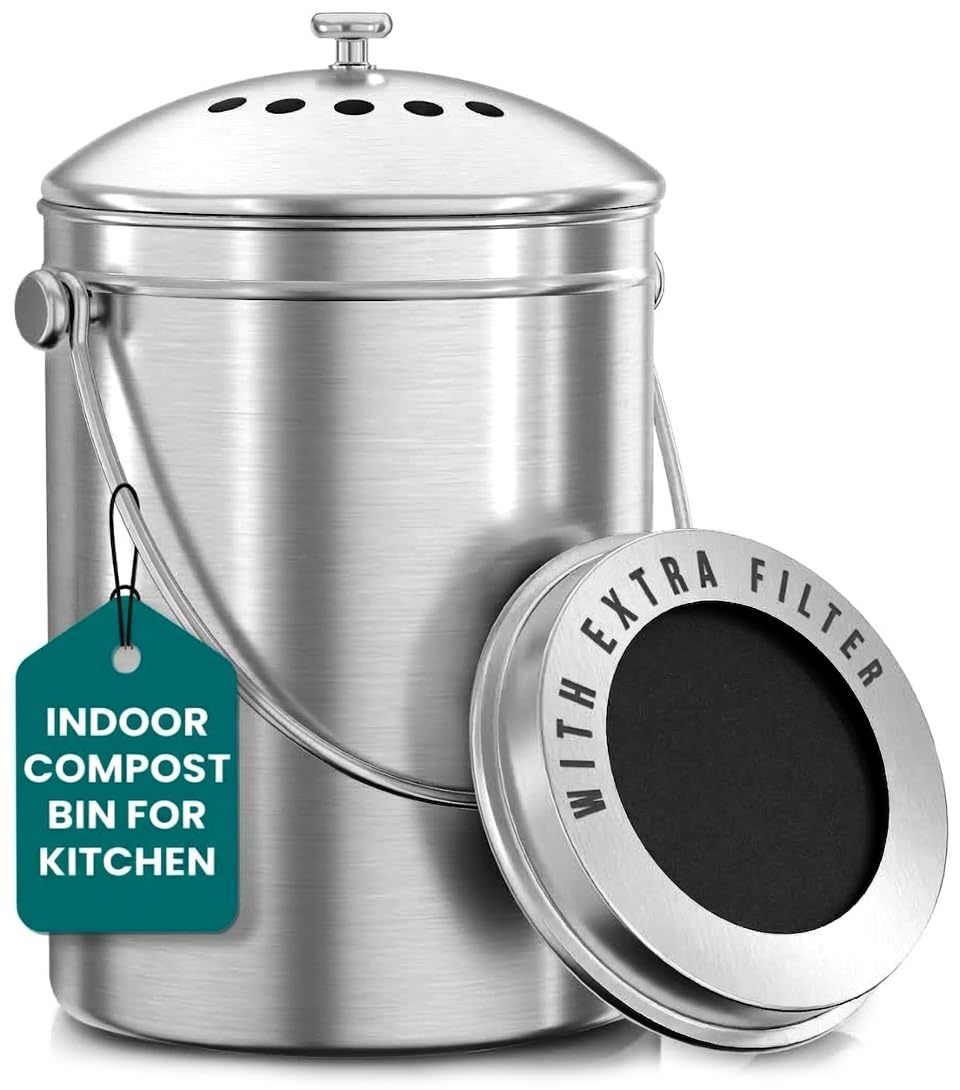 Countertop Compost Bin - Stainless Steel -1