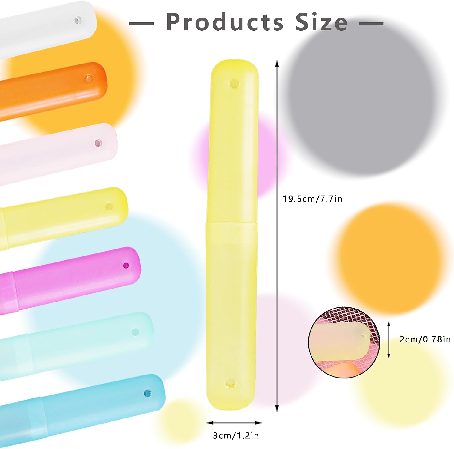 Toothbrush Travel Case 32 Pcs, Portable Travel Toothbrush Holder 7 Colors Transparent Frosted Plastic Toothbrush Protector Cover, Classroom Pencil Case