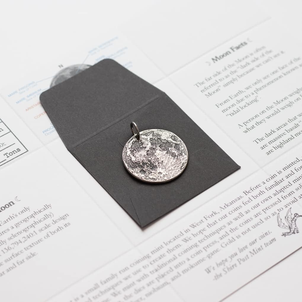 Shire Post Mint Full Moon Silver Necklace - Small | Celestial Lunar Reminder Token Pendant | Handmade - Image 9