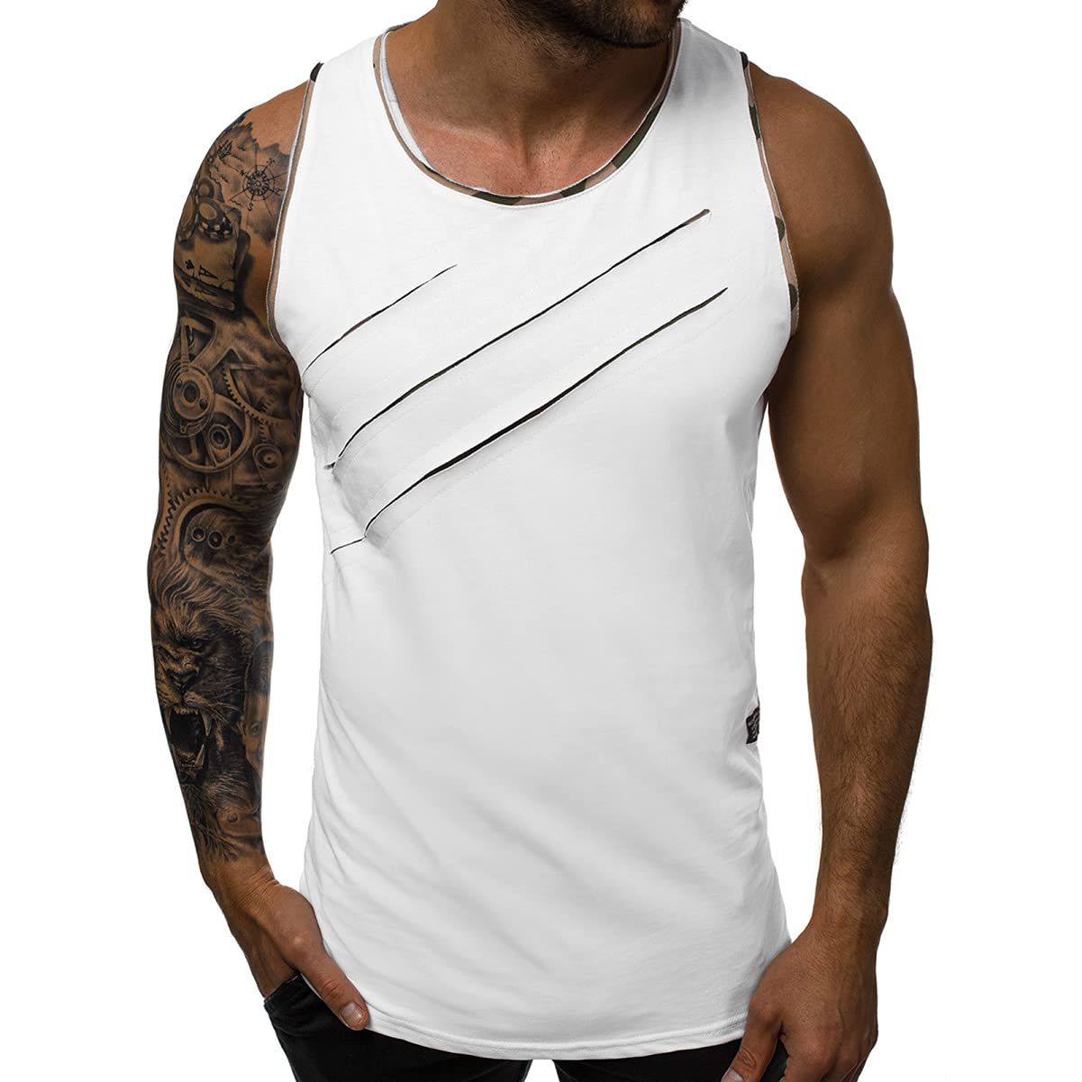 Men’s Tank Top, 2 Pack Sleeveless Tops Breathable Gym Vest T-Shirt for Running Fitness Sport
