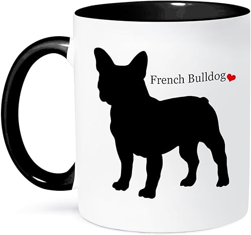3dRose Bulldog francés,DOS tono negro Mug ML, (_ _ _ _ _ _ _ _ _ _ 193334_ _ _ _ _ _ _ _ _ _ 4), 11oz, color blanco y negro