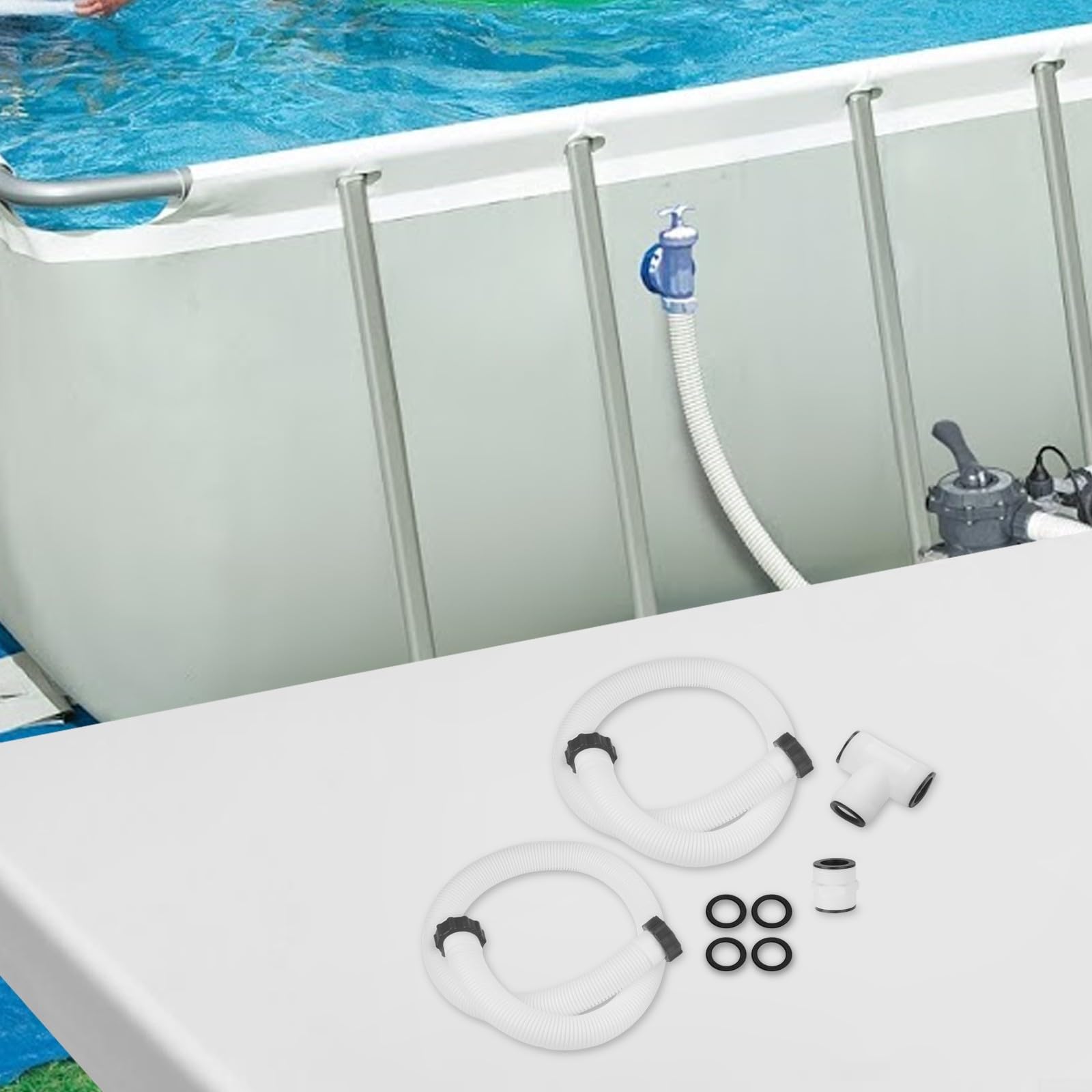 Conector adaptador de manguera de bomba de filtro de piscina, para Intex para Coleman sobre el suelo, 1.5 pulgadas con junta de manguera dividida para uso sobre el suelo