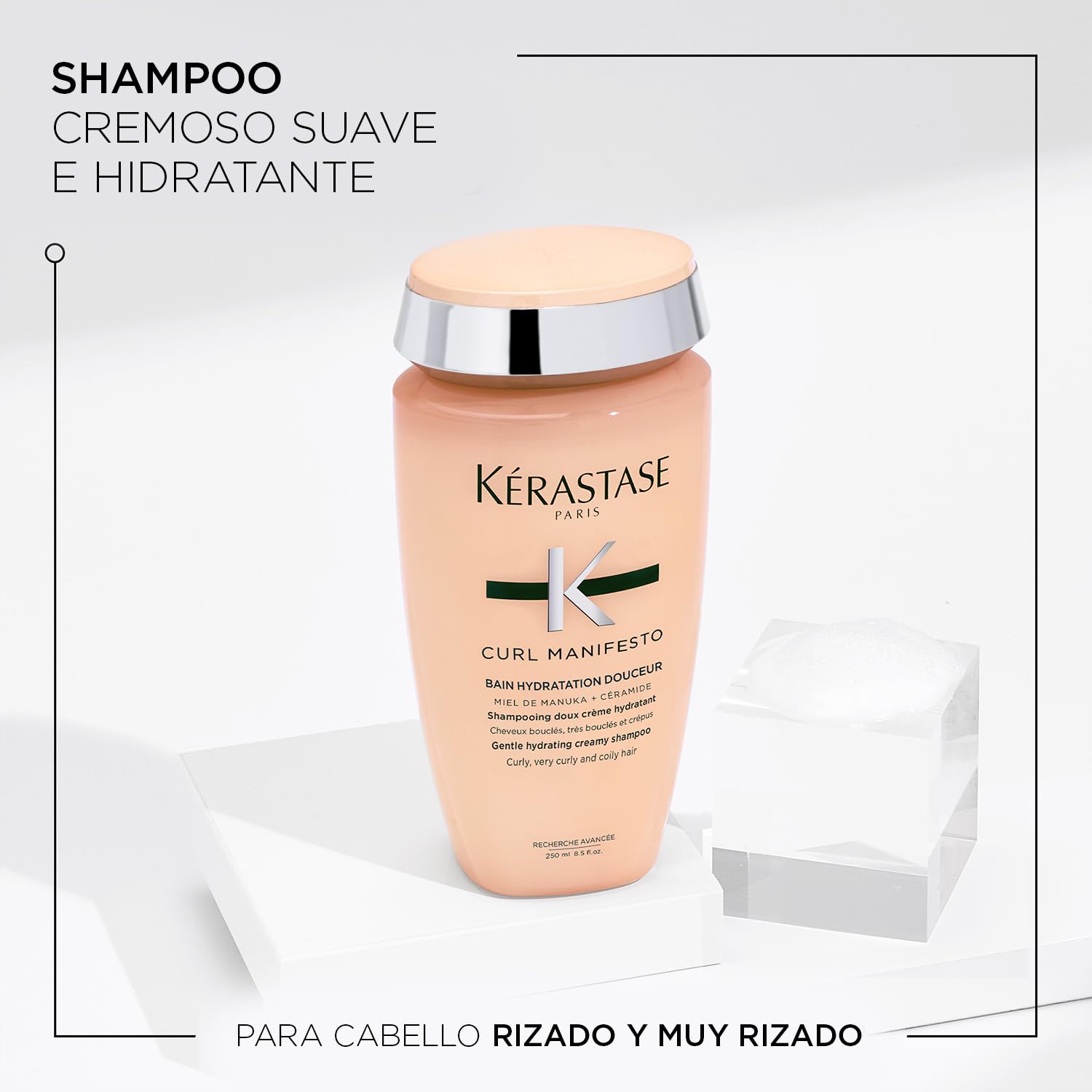 KERASTASE Curl Manifesto - Shampoing Cheveux Bouclés, Frisés & Crépus - Bain Hydratation Douceur - Nettoie & Élimine Les Impuretés - Hydratation & Définition Des Boucles -Sans Sulfate - 250 ml