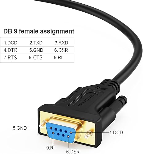 Miniatura 7 de CableCreation Adaptador serie USB a RS232 (chip FTDI), cable convertidor USB a DB9 hembra de 6.6 pies para Windows 10, 8.1, 8, 7, Vista, XP, Linux y