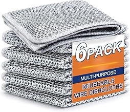ZICOLA Pack of 6 Multipurpose Wire Dishwashing Rags for Wet and Dry Stainless Steel, Scrubber Non-Scratch Wire Dishcloth for Washing Dishes Sinks Counters (20cm x 20cm x 0.5cm) (6)