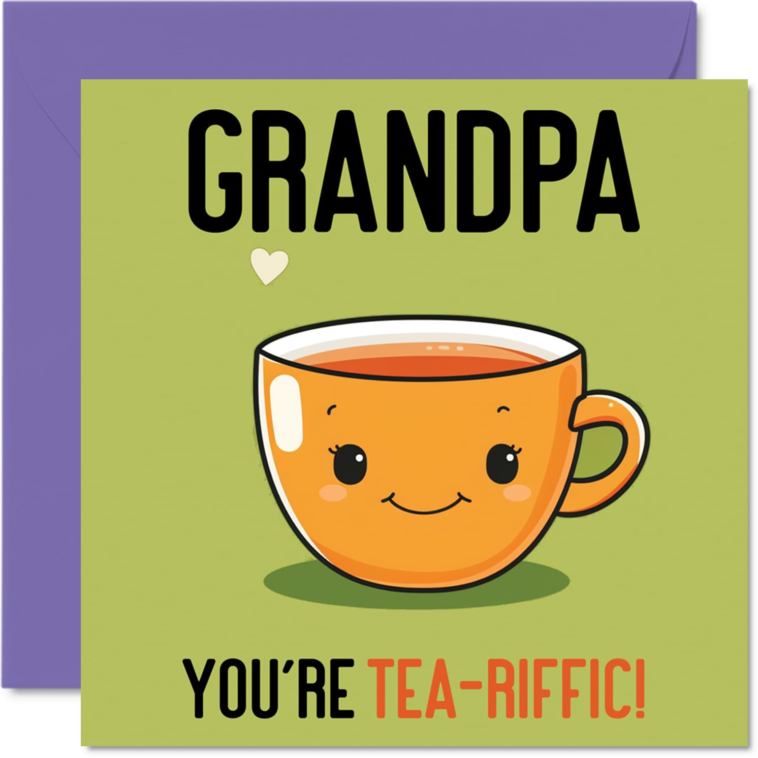 Birthday Cards for Grandpa - Tea-riffic - Funny Happy Birthday Card for Grandpa from Grandson Granddaughter, 145mm Joke Greeting Cards Men Him