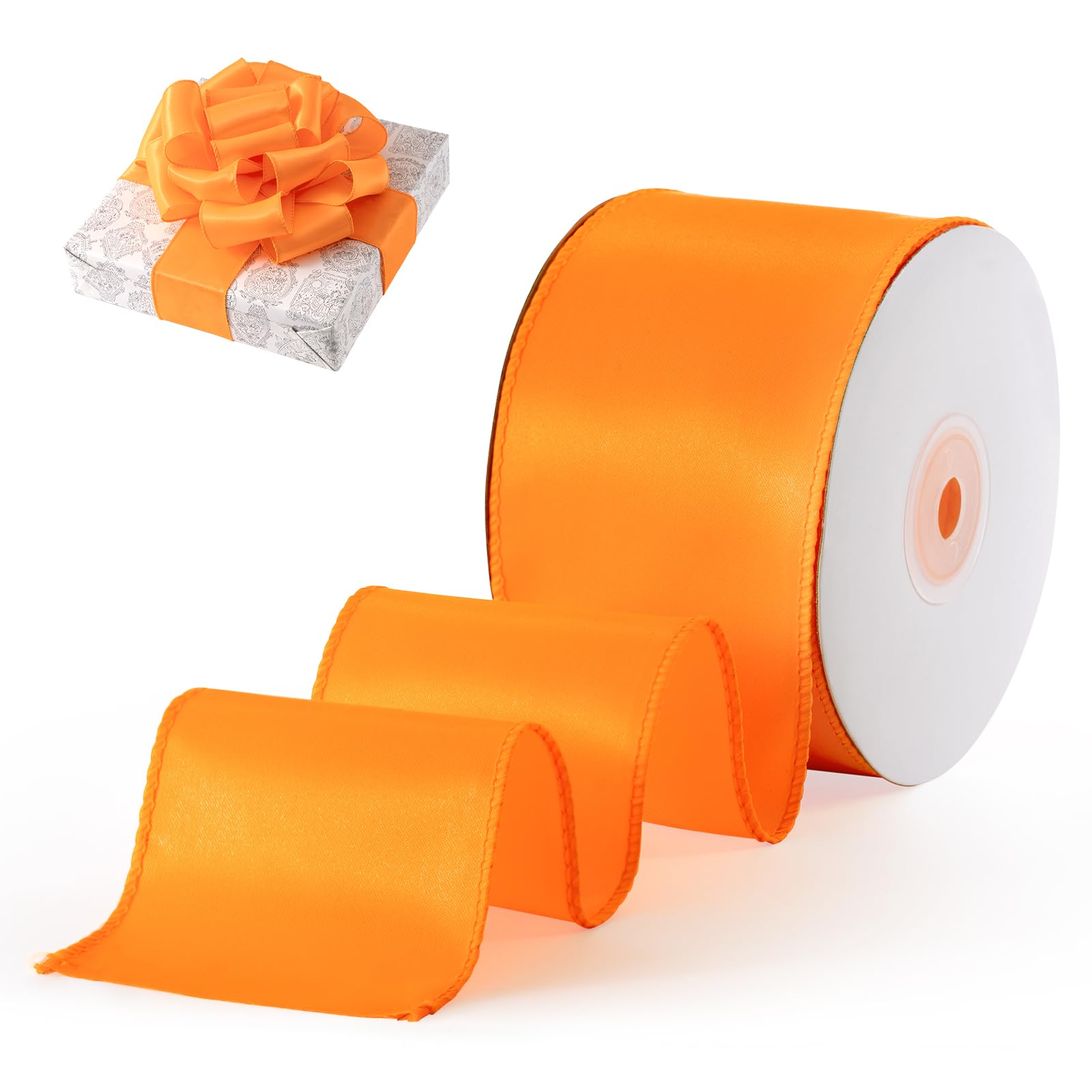 Ruban de satin orange 6,3 cm de large et 18,1 m pour loisirs créatifs