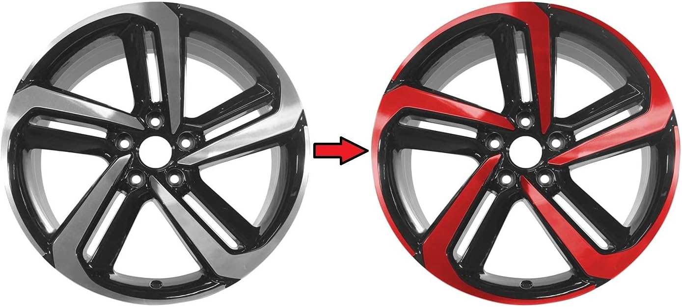SlickMod Chrome Delete Red Vinyl Overlay for 2018-2021 Honda Accord Sedan 19 inch Sport Wheel Rims (4. Gloss Red)