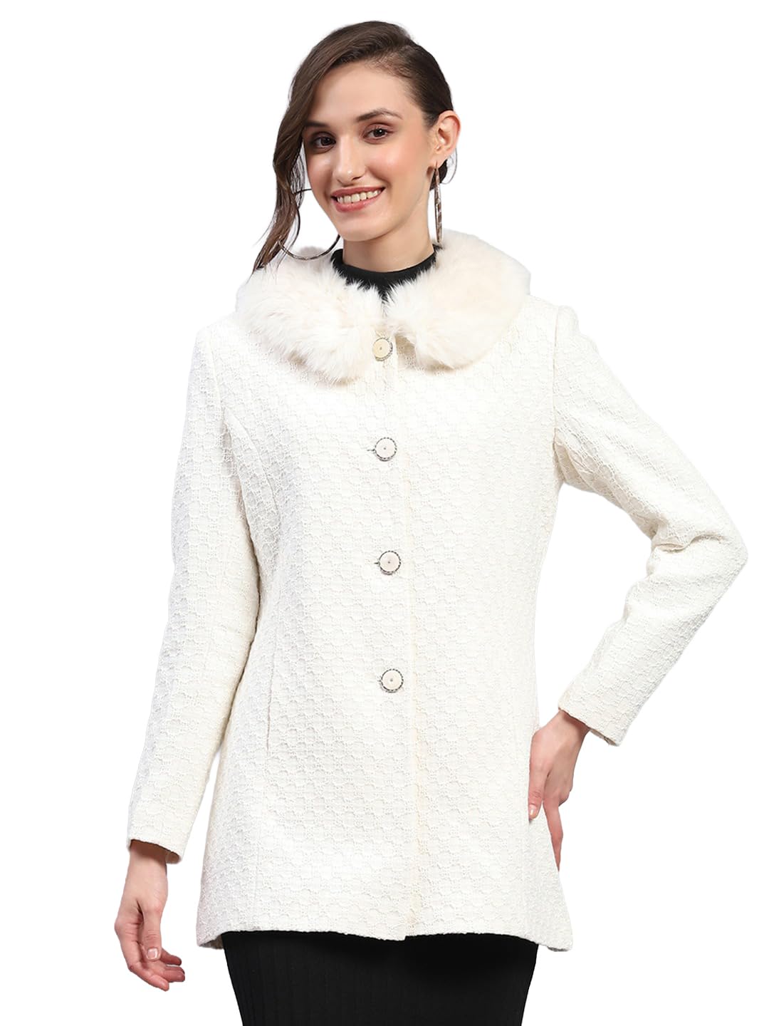 monte carlo Women Regular Fit Full Sleeve Collar Coat | Warm Woolen Overcoat for Ladies | Stylish Long Sleeve Buttoned Jacket (Pack of 1)-picture-46