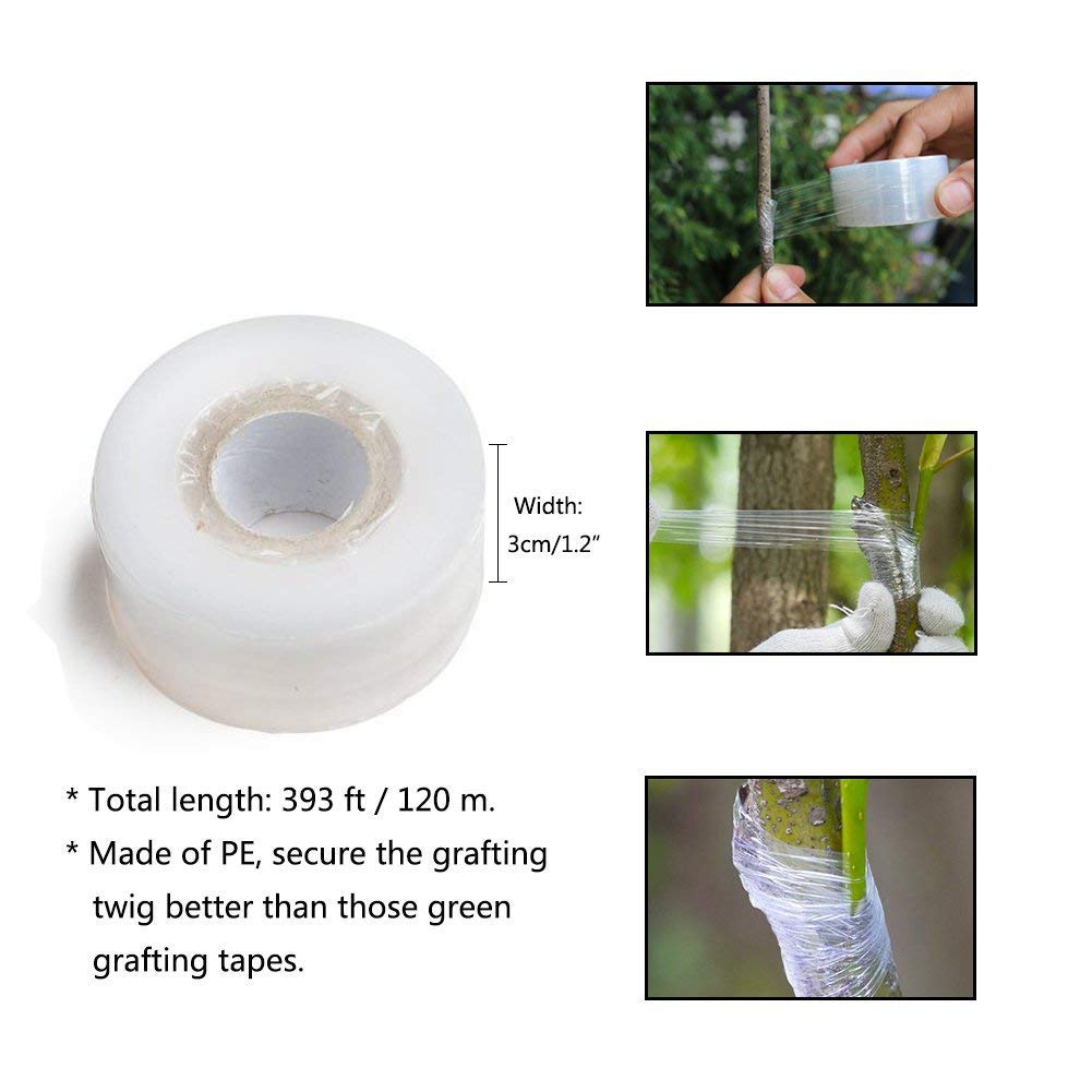 Cesoia per innesto con Due Rotoli di Pellicola per innesto, Attrezzi da Giardino, 3 Lame [Ω Cut, UV Cut], Forbici da potatura