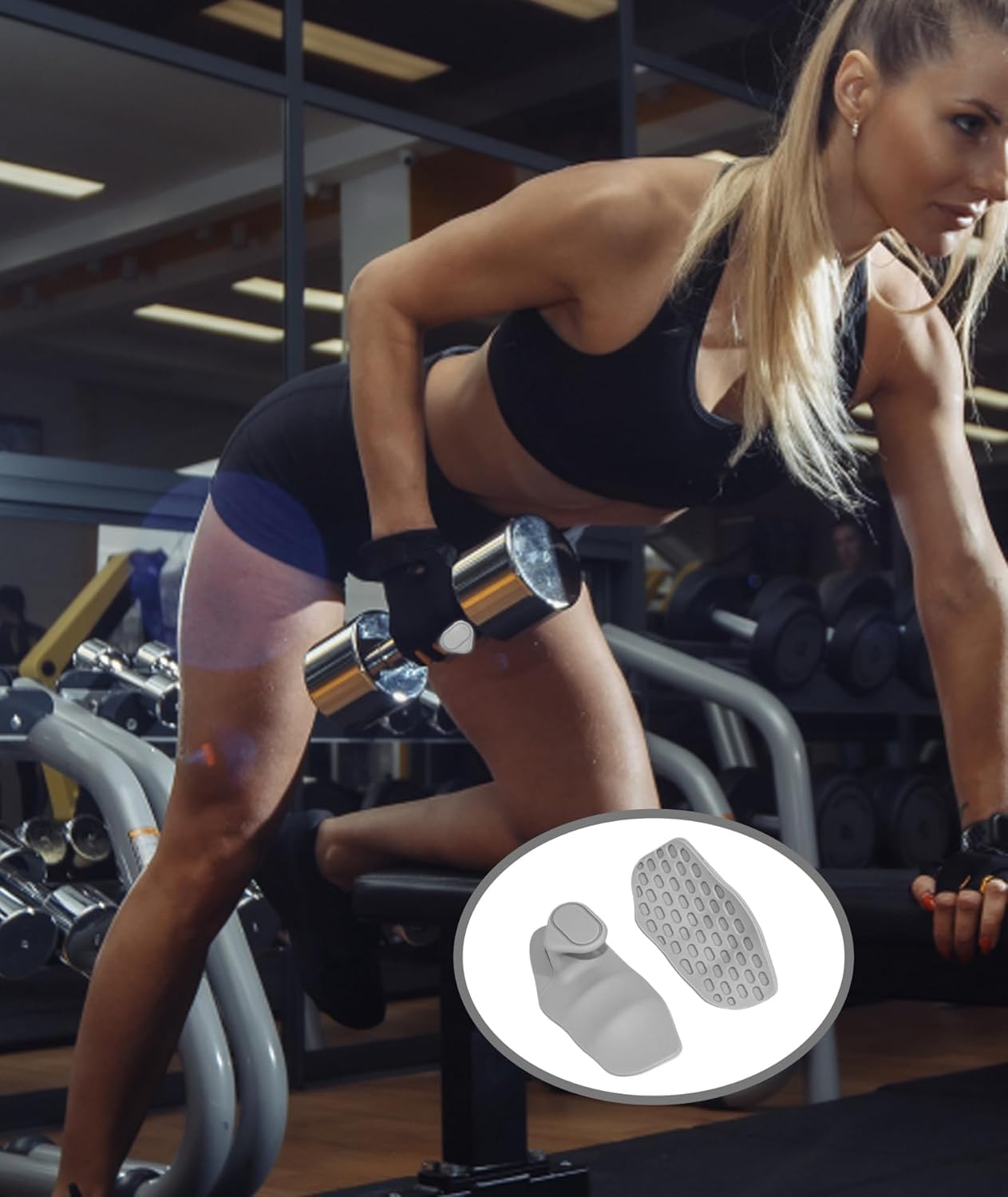 FASTUNBOX (LABEL) Anti-Slip Ergonomic Fingerless Workout Grips for Weightlifting, Pull-Ups & Crossfit – Rubber Palm Protector, Sweat-Resistant Grip Pads for Men & Women (White) 4