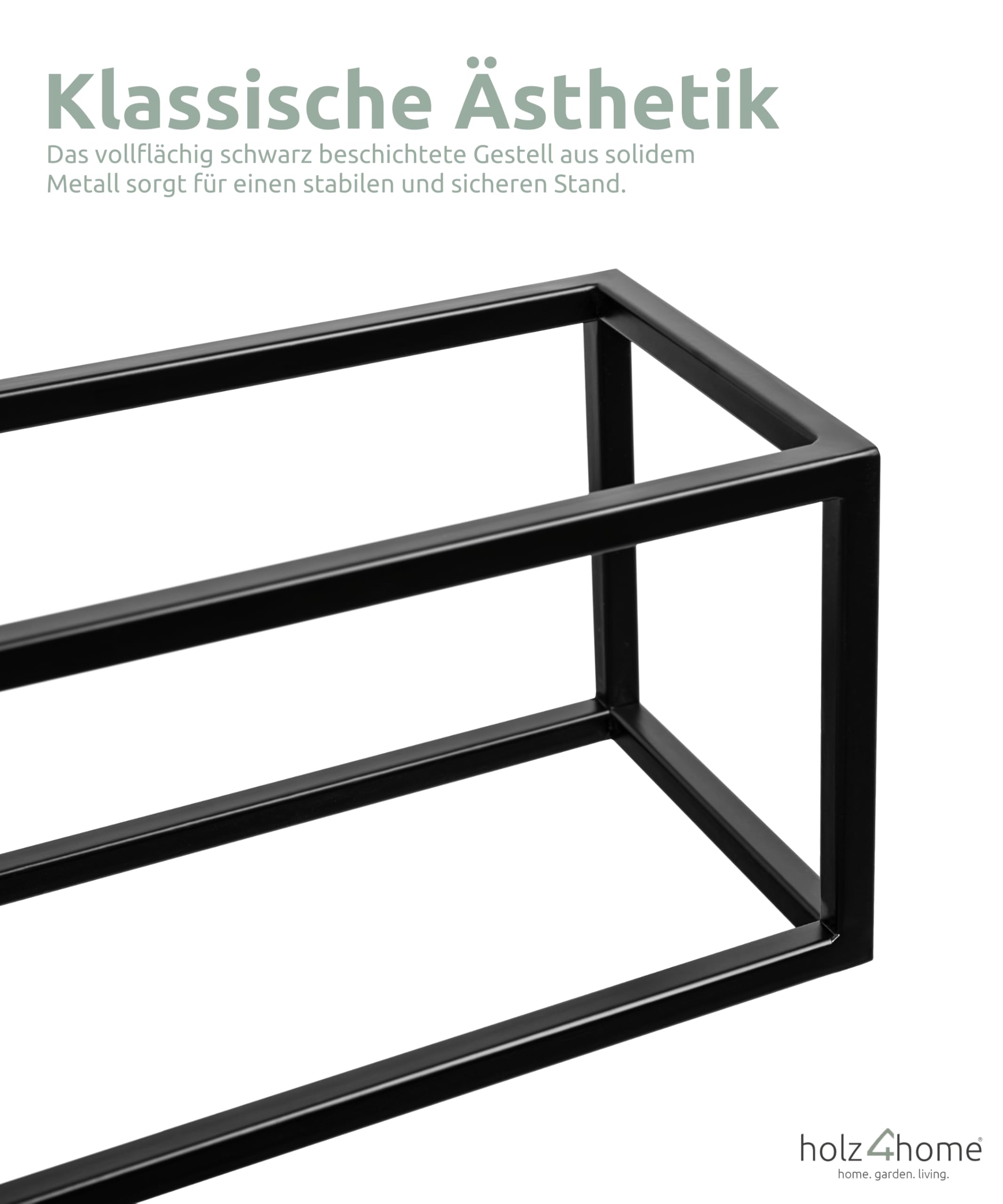 holz4home® Dekoständer aus massiv Eichenholz I Blumenständer Natur Geölt I Höhe: 90 cm I Dekosäule mit Stahlrahmen I Fertig montiert und geölt