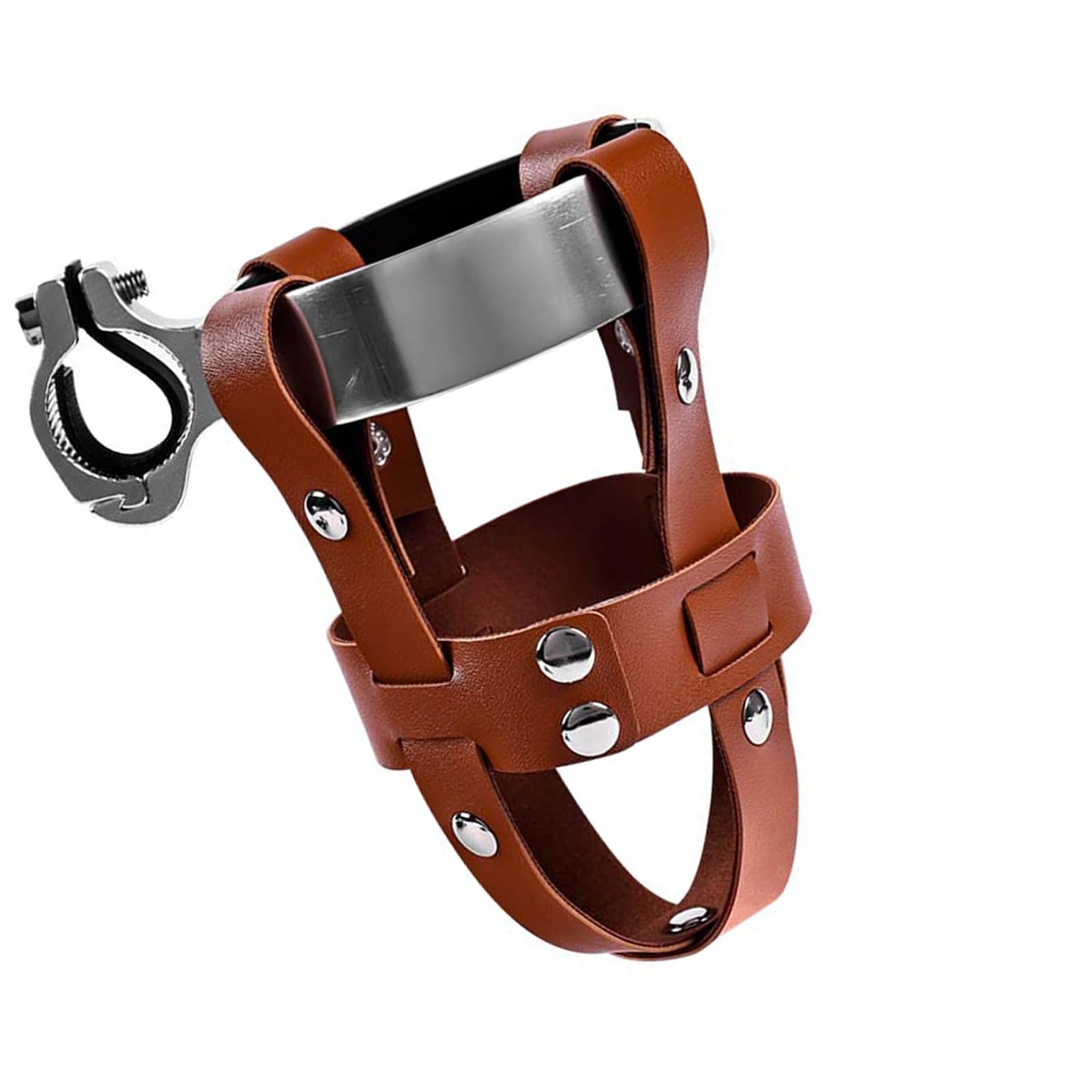 Maxtonser Road Bike Water Bottles Holder Vintage Leather Bike Beverage Holder for Motorcycle Strollers Walkers Wheelchair Scooter
