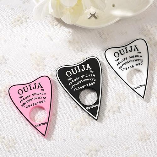 Miniatura 4 de SEBOYKING 10 dijes de Navidad espeluznantes ataúd bola de cristal Ouija adornos de sombrero de parte trasera plana, abalorios acrílicos para hacer