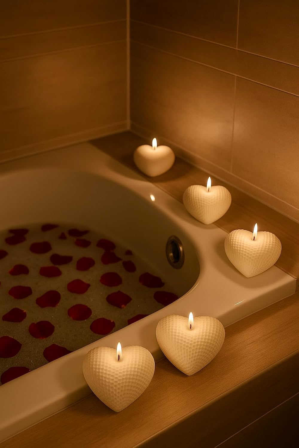 Writtini Heart-Shaped Scented Candles Set of 4 | 12 Hours Burn Smokless | 24g Each, Vanilla & Rose Fragrance, White Grid Texture, Romantic Aromatherapy Candles for Decor, Gifting, Romantic Nights 2