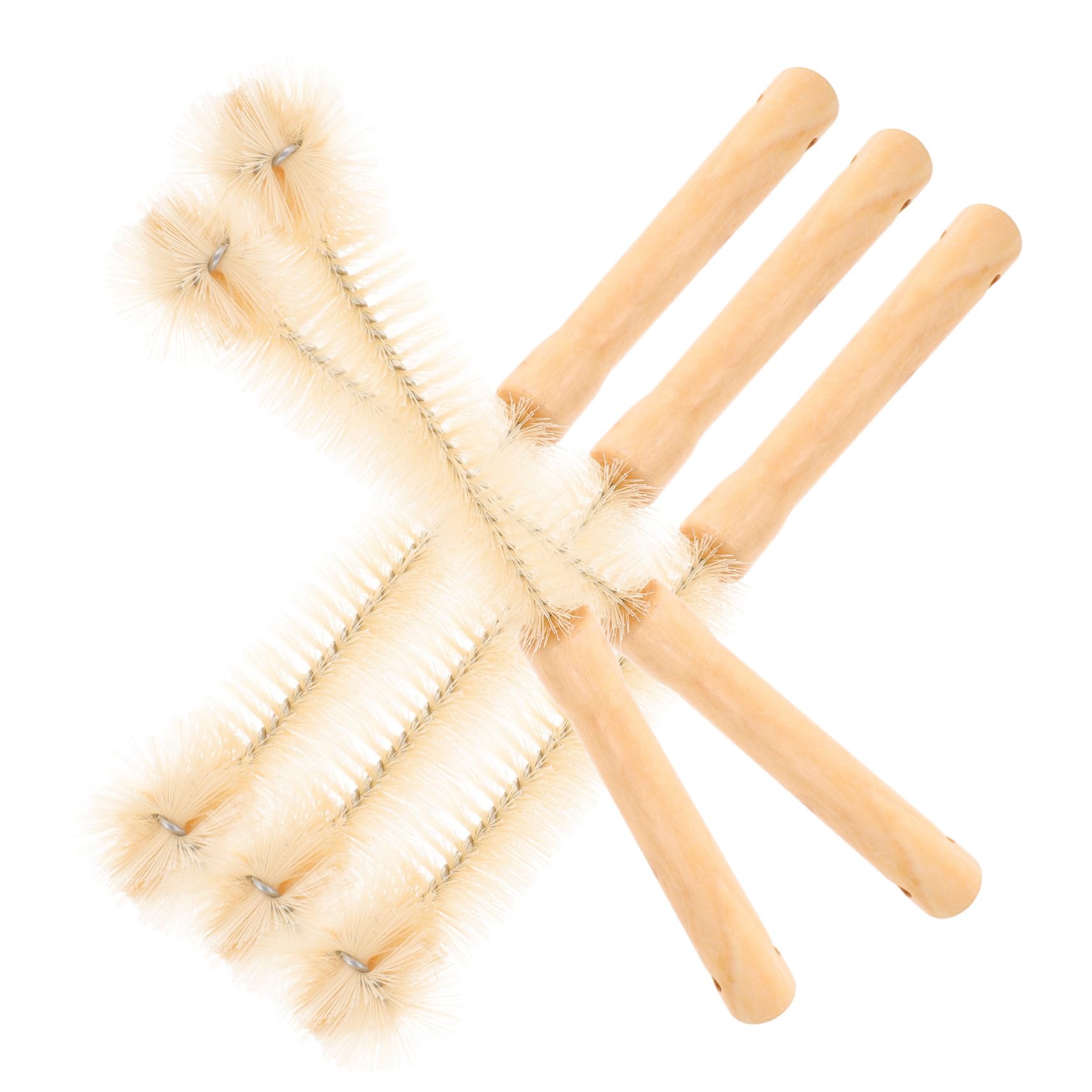 Healeved Long Wooden Handle Baby Bottle Brush Set 30 * 5.5cm Stain Remover Non-Slip Grip for Baby Bottles Cups