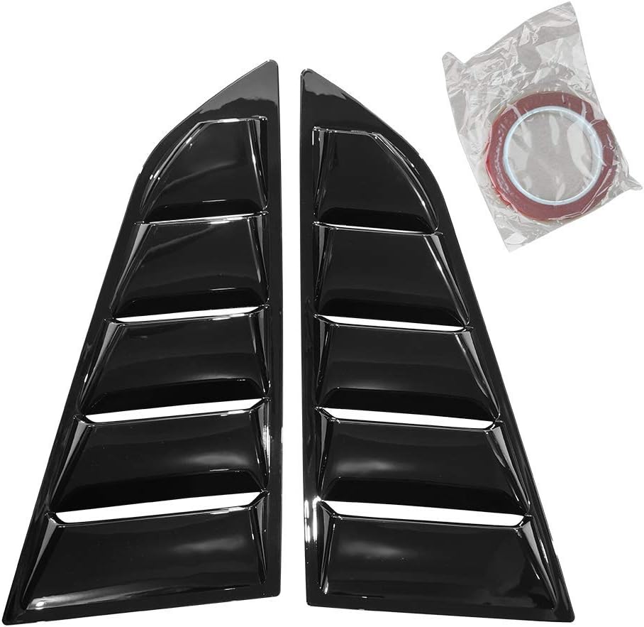 IKON MOTORSPORTS, Window Louvers Compatible with 2014-2019 Chevy Corvette C7, Classic Style Gloss Black Left Right Sides Window Vents Sun Shade Guards, 2015 2016 2017 2018