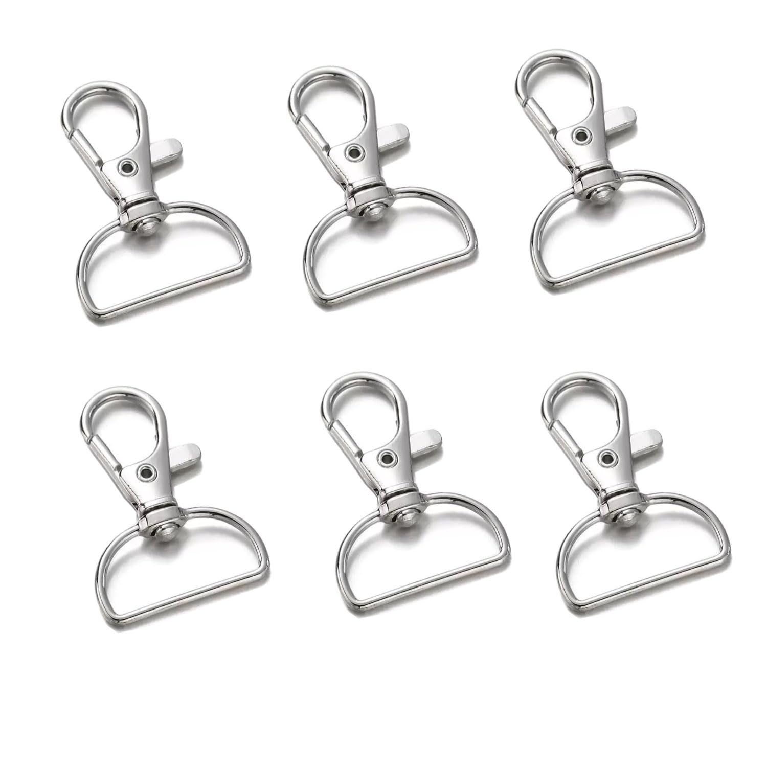 50pcs Silver Lobster Clasps Swivel Snap Hooks Metal Clips with D Ring for Jewellery Making DIY Craft Lanyard Clips Key Rings 2.5x4cm