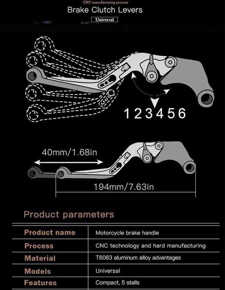 NIUUINMT Leve Freno e Frizione estensibili, Pieghevoli e Regolabili per Suzuki GSX-R 600 1997-2003 GSX-R 750 1996-2003 GSX-R 1000 2001-2004 Ricambi per Freno e Frizione per Moto