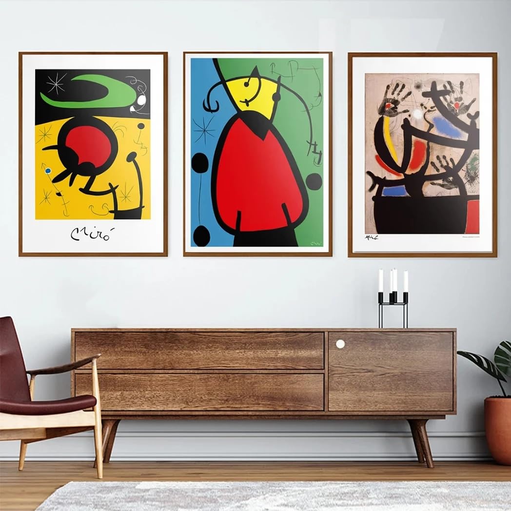 SDVIB Modern Surrealism Joan Miro Art Posters and Pictures Wall Art Posters Canvas Paintings Prints on Wall Home Decor(60x80cm/3PCS Frameless)