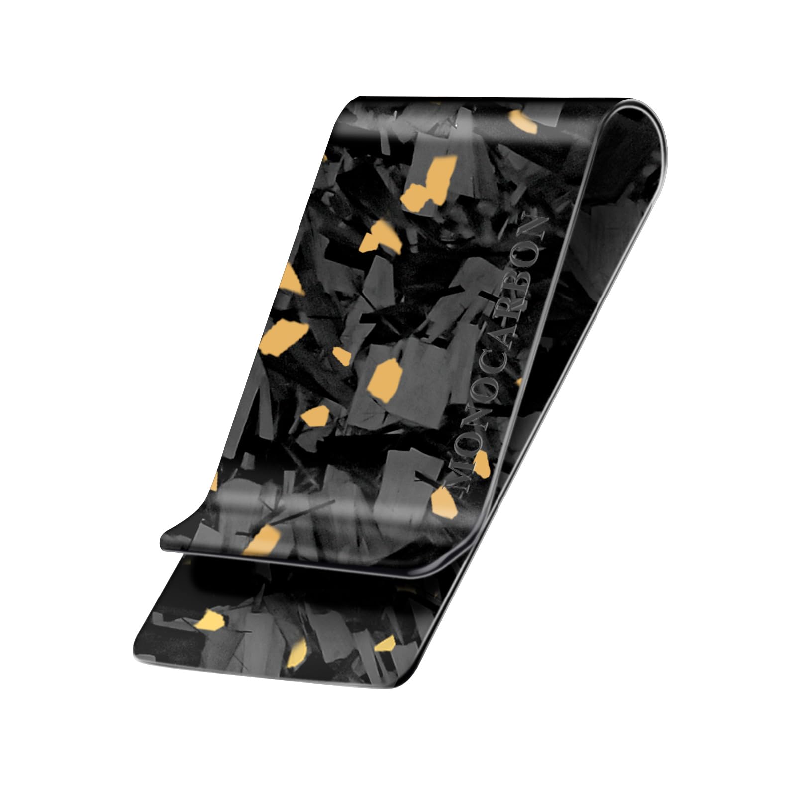 MONOCARBONCarbon-Fiber-Money-Clip-for-Men, Minimalist-Money-Holder for Cash, High Elastic Carbon-Fiber-Wallet, Slim and Durable, Forged Matte Gold, Minimalist