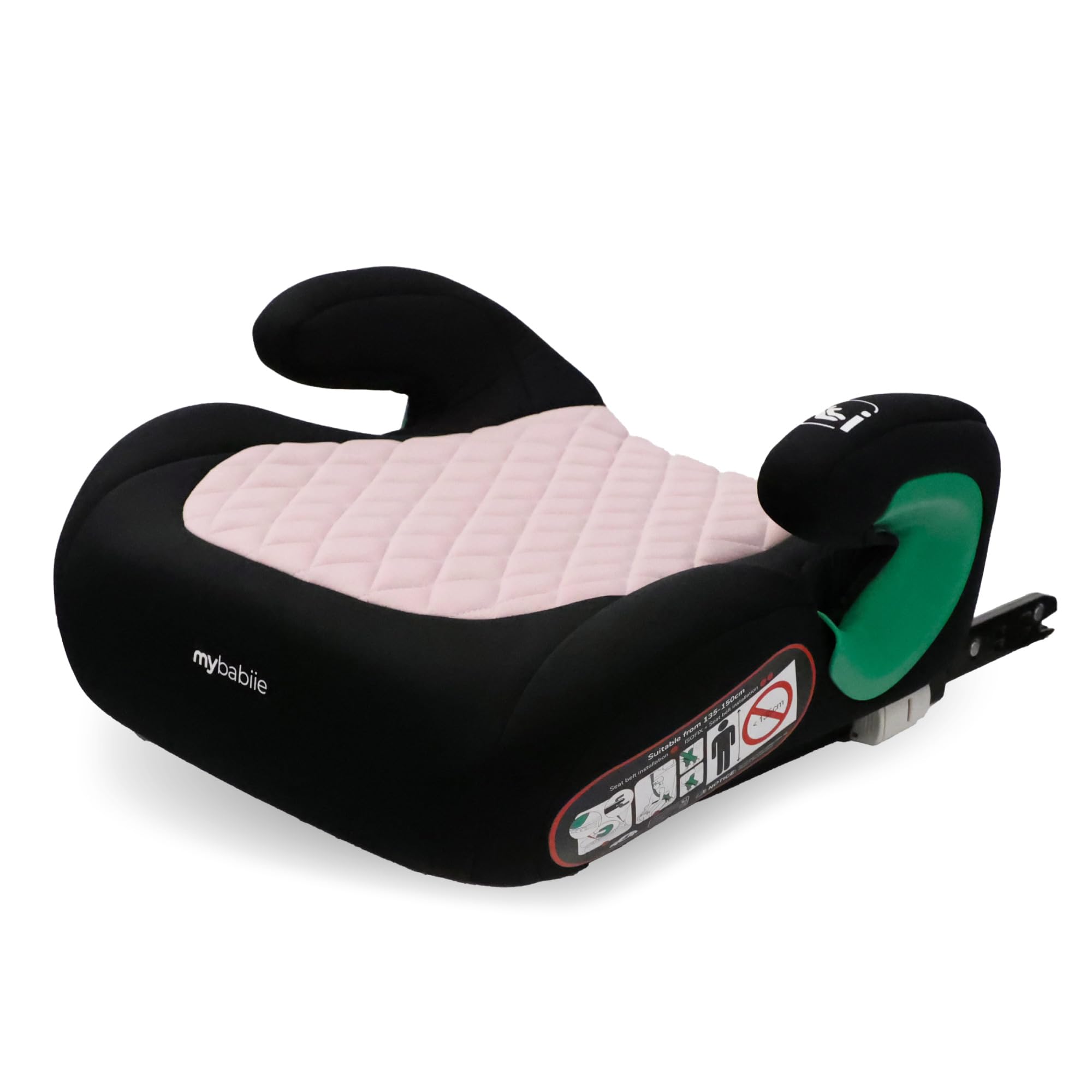 My Babiie MBCSB25 Child Booster Seat - ISOFIX, R129 i-Size 125-150cm (Group 3, 6 to 12 Years Approx.) Portable Kids Car Seat, Comfortable, Compact, Lightweight, Ideal for Travel - Quilted Pink