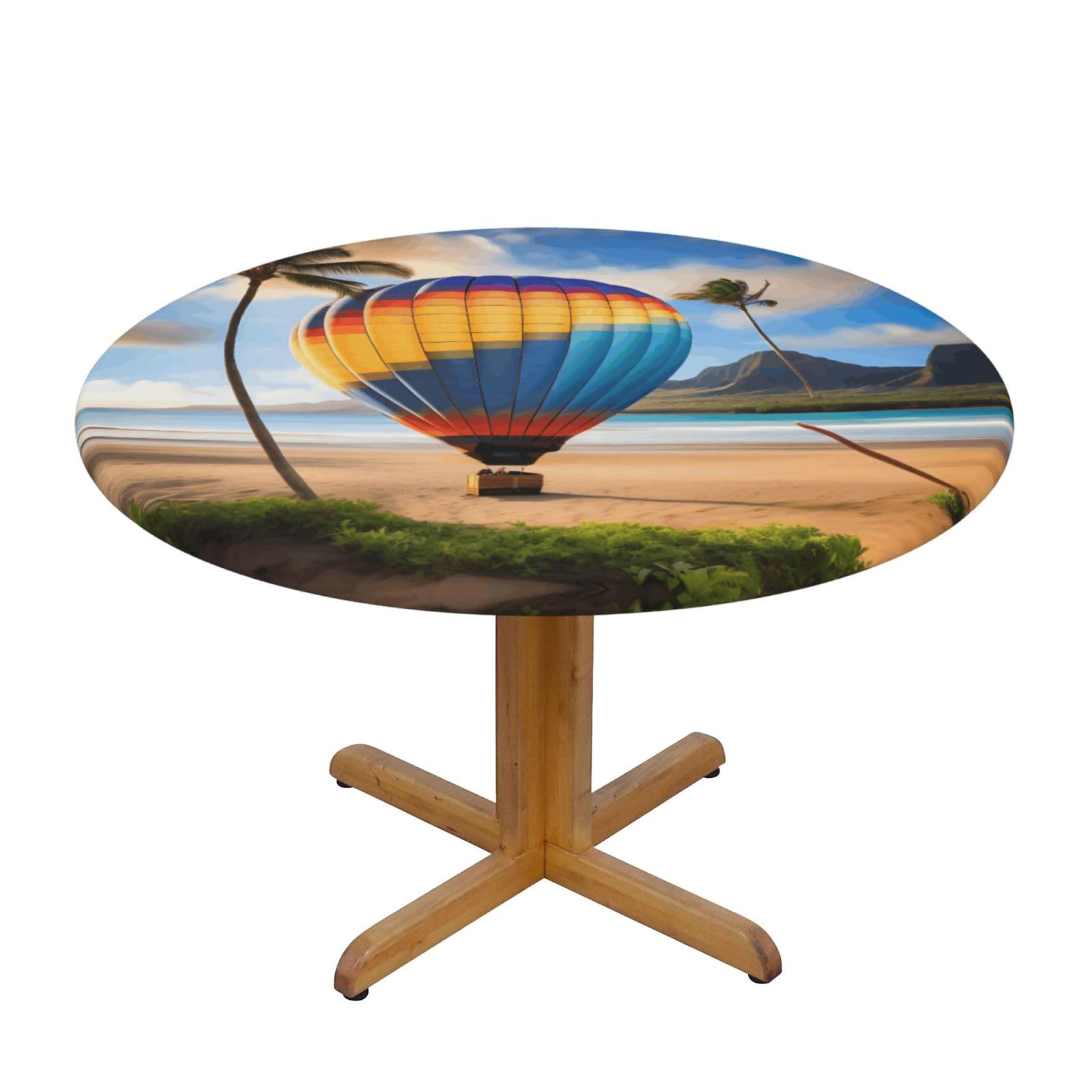 ZQYTGFDC Hawaii Hot Air Balloon M Decorative Round Tablecloth Waterproof Anti Stain Oil Proof Size for 40 50 inch
