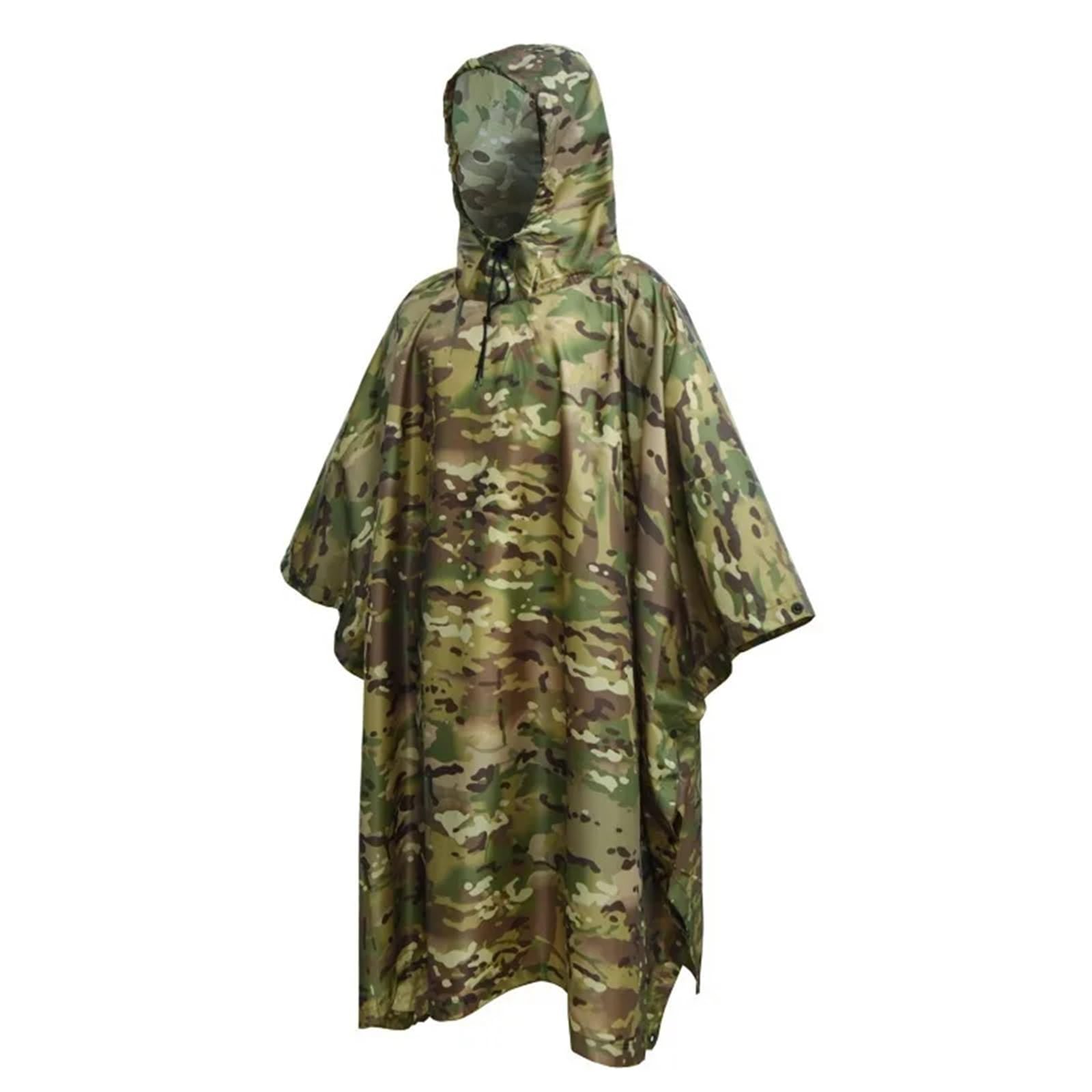 Impermeabile da donna Poncho mimetico traspirante con cappuccio Abbigliamento antipioggia tattico for caccia all'aperto campeggio(Color 2)