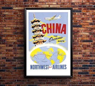 Northwest Orient Airlines - China - Vintage Travel Poster (8x12Inches(US/CANonly))