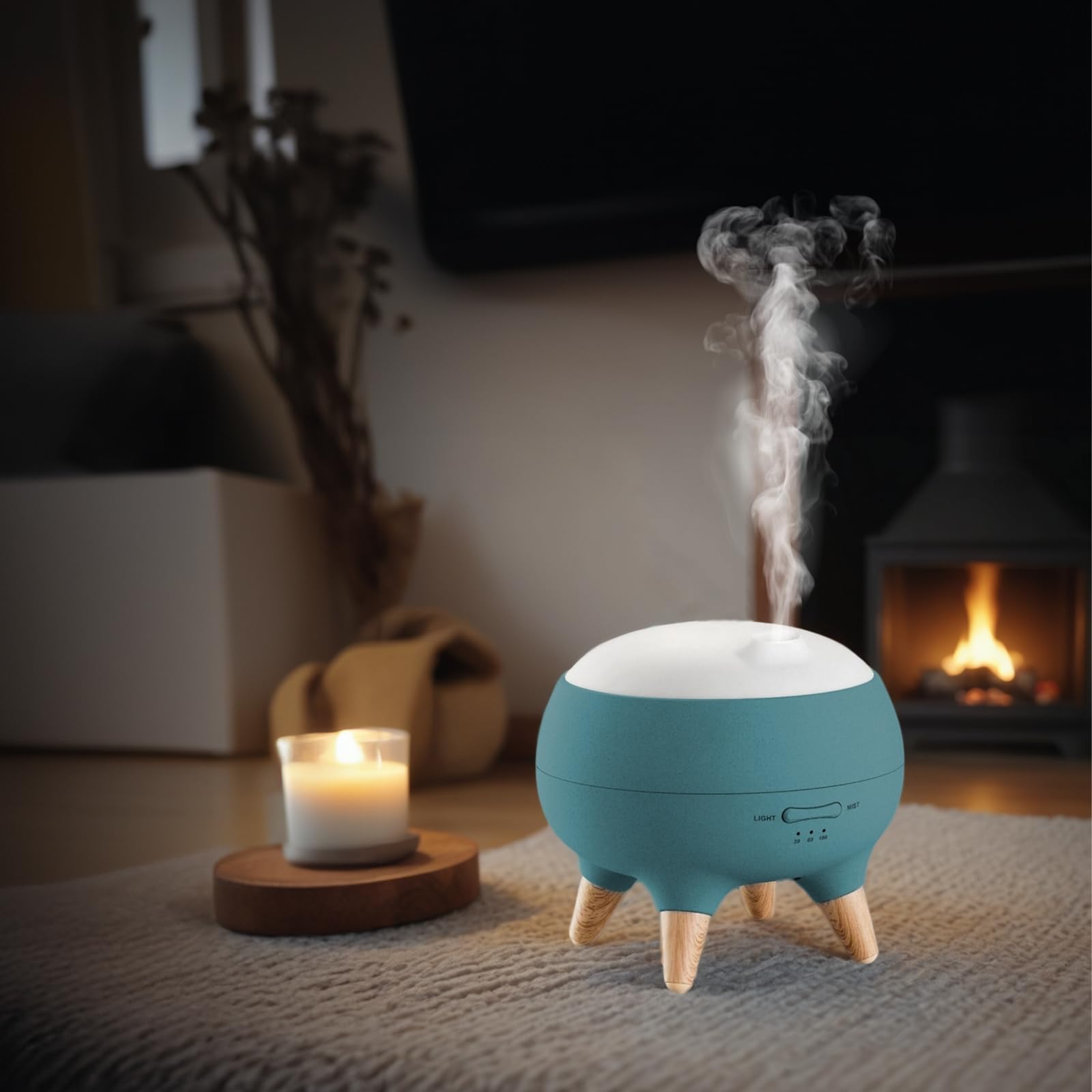 Zen’Arôme Diffuseur Huile Essentielle Julio, Diffuseur Ultrasonique Aromathérapie à Froid, Diffuseur Électrique de Parfum, 2 Modes de Diffusion et Fonction Minuterie, Éclairage LED, Design Original