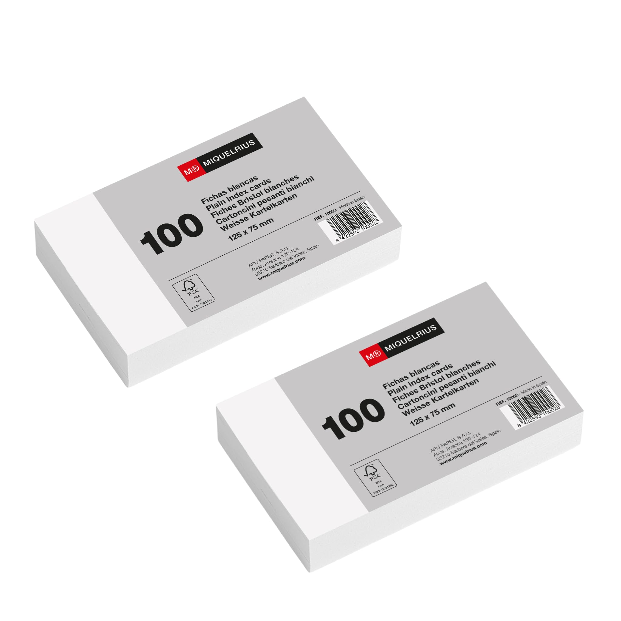 Miquelrius Index Cards, 200 g/m², Learning Cards and Preparation Cards, Pack of 200 Smooth Note Index Cards, Dimensions 125 x 75 mm, Flashcards, School and Office Supplies