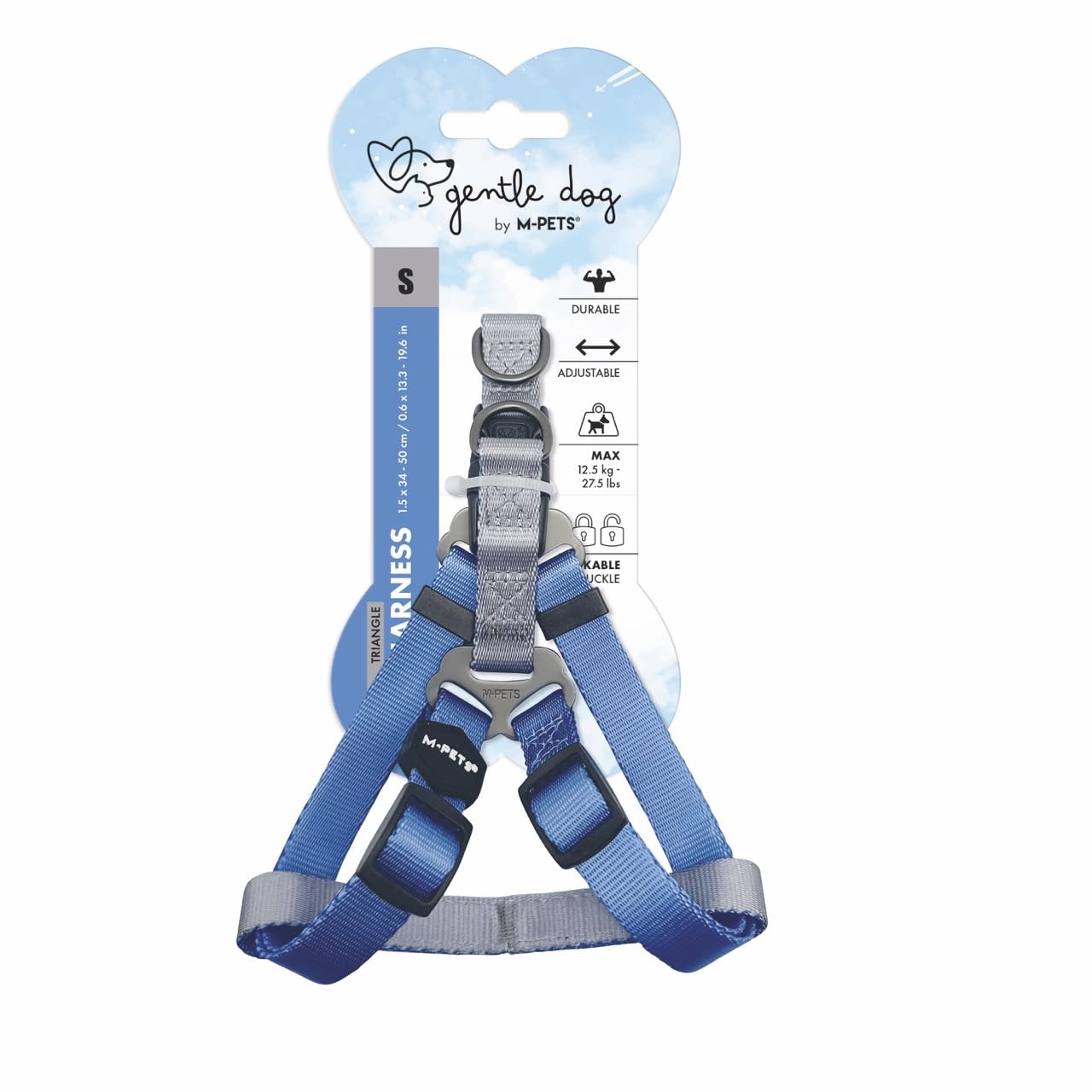 M-PETS GENTLE DOG TRİANGLE GÖĞÜS TASMASI BLUE (S)