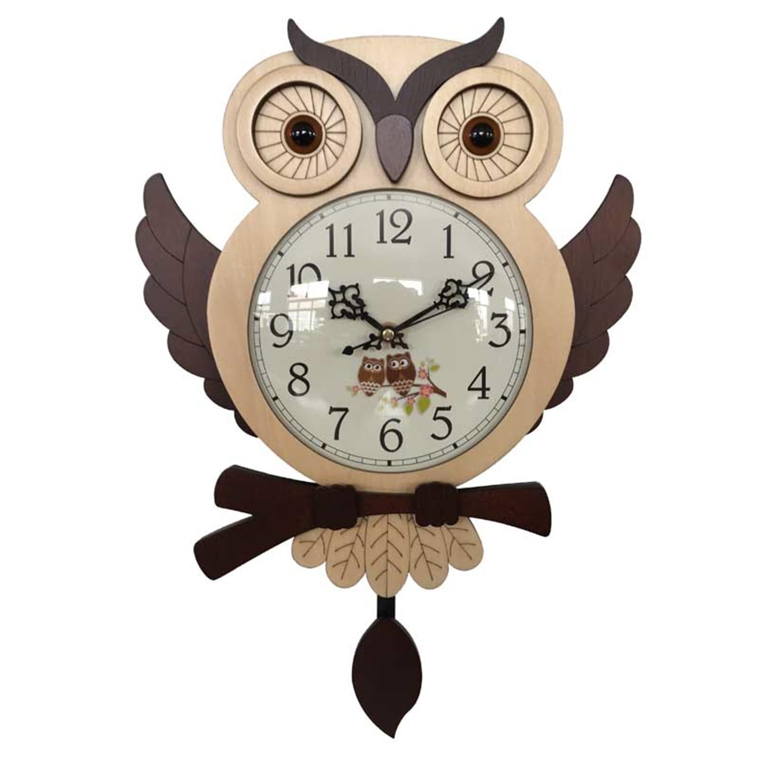 Horloge murale hibou en bois décoration murale à piles chambre à coucher