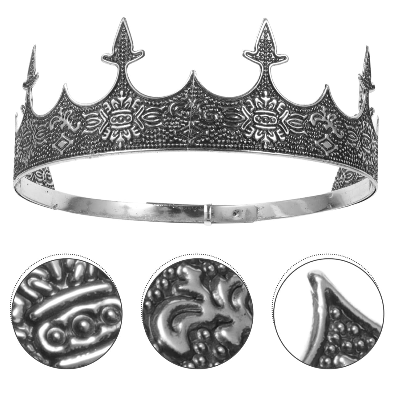 ABOOFAN Vintage King Crown for Men Adjustable Tiara Headband for Wedding Prom Party Cosplay Halloween Costume Accessory - Image 3