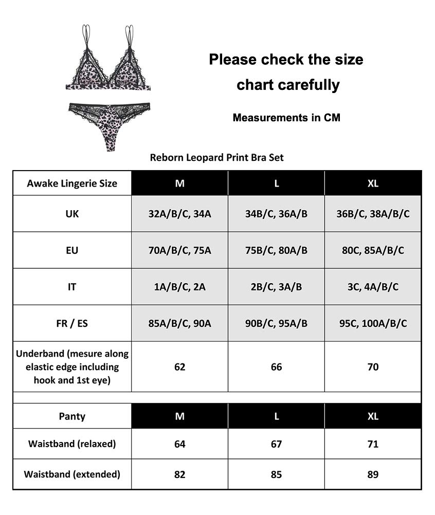 Reborn Biancheria Intima Leopardato/Strisce Zebra con Pizzo, Sexy Chic Reggiseno Senza Ferretto e Slip Completo, Donna