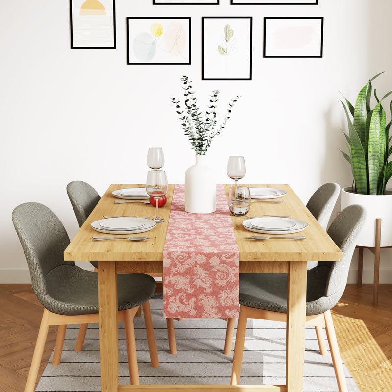 Encasa XO Dining Table Runner for 8 to 10 seater I Size 32x304 cm, Red - Image 2