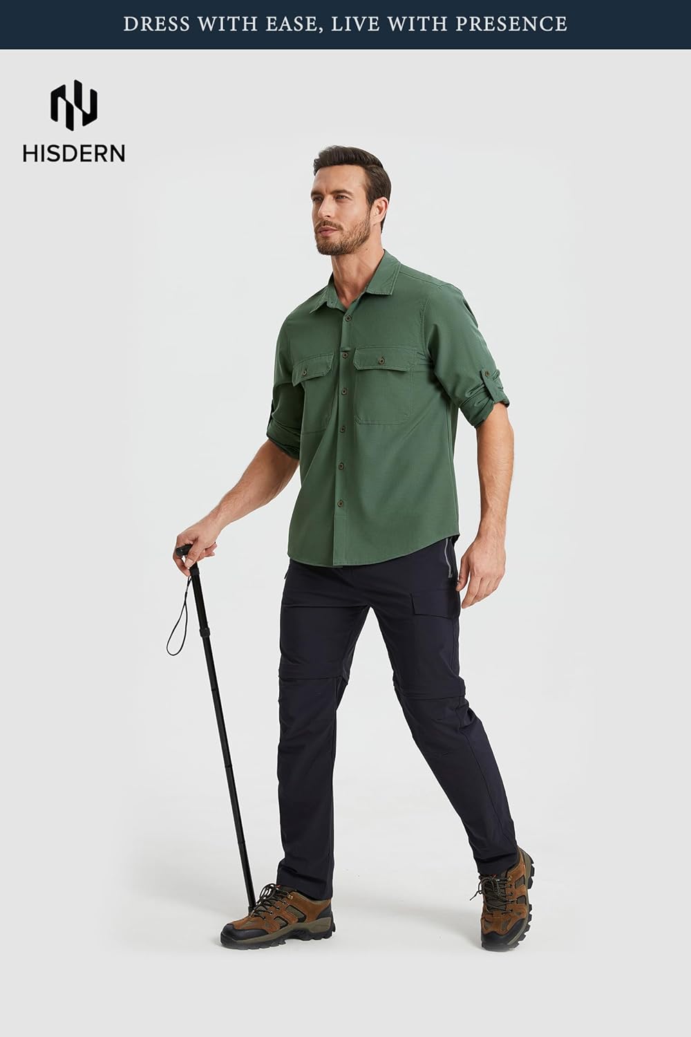 Mens 571 Performance Fishing Shirts Long Sleeve UPF 50+ Sun Protection Quick Dry Cooling Hiking Travel Button Down Shirt - Image 4