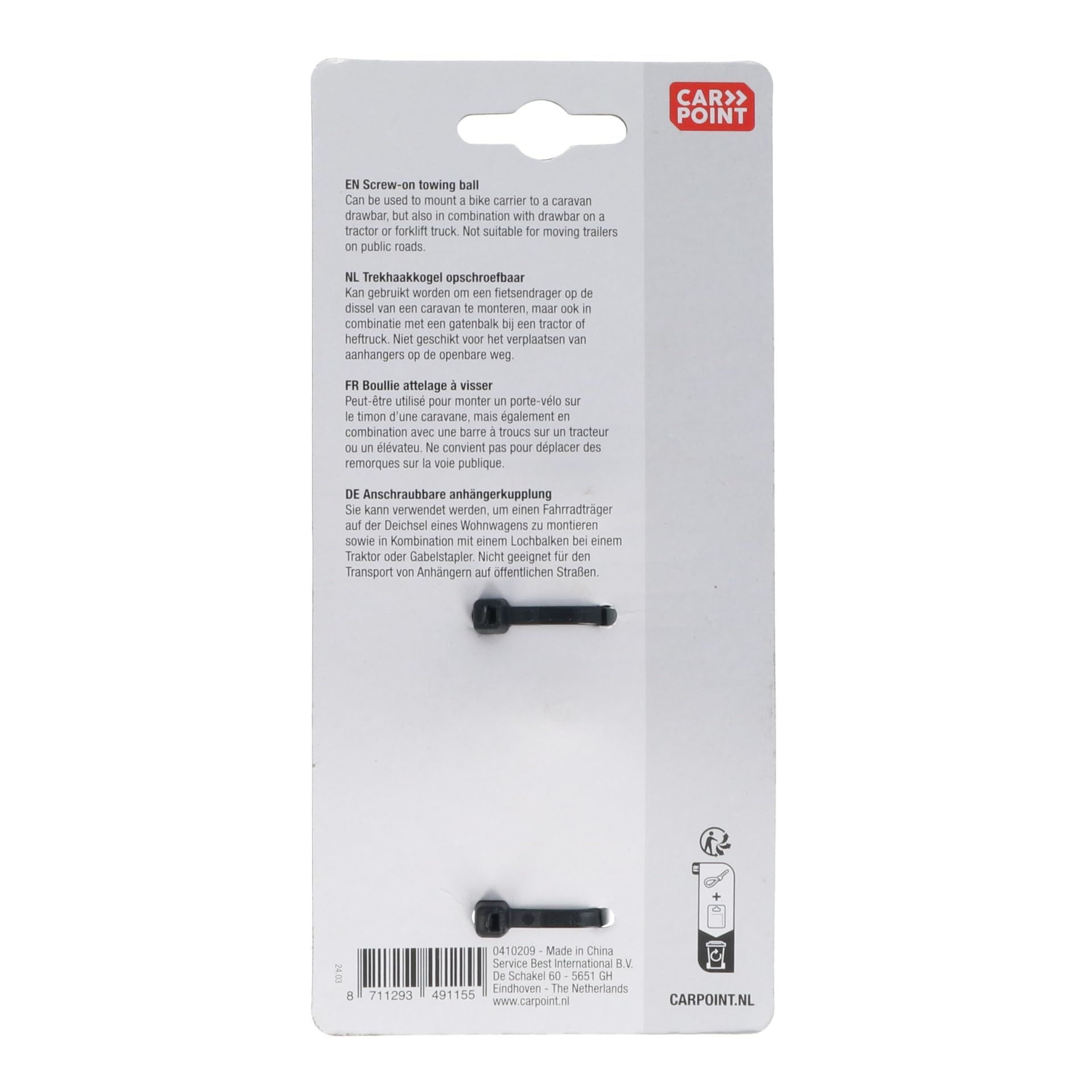 Carpoint 25205 Sfera per Avvitare, Diametro, 50 mm, M22X2.5 mm, 1.5 T