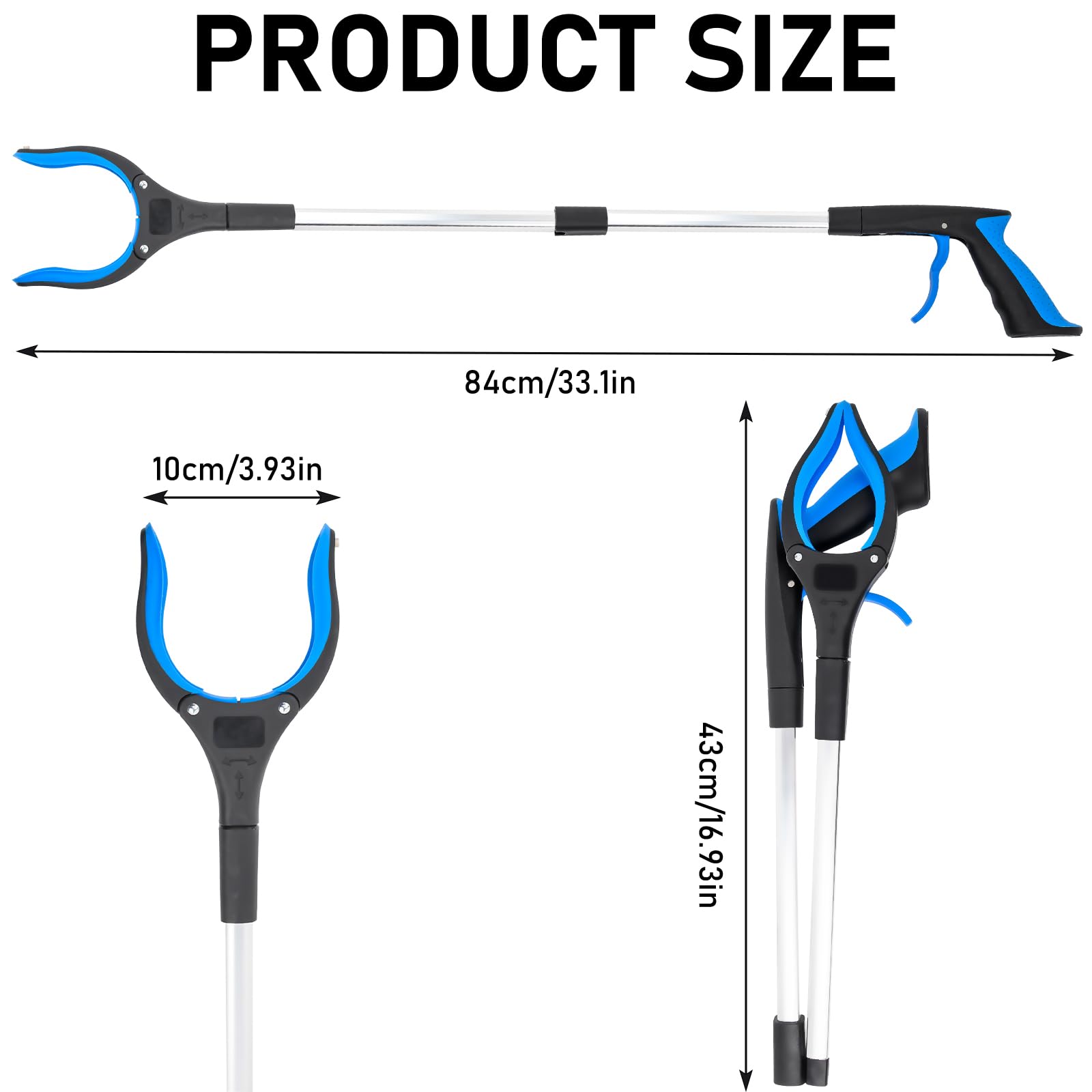 6er Set Faltbare Greifzange 82 cm – Aluminium Müllzange mit 360° Magnetspitze & Rutschfestem Griff Aufhebehilfe für Senioren, Garten, Haushalt
